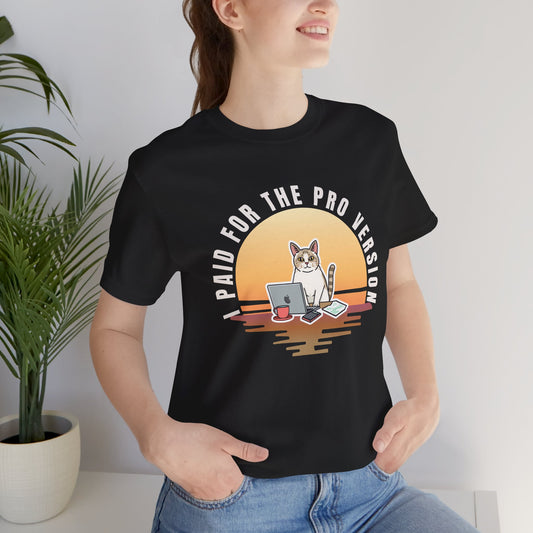 Cat Remote Worker t-shirt — front view on model
