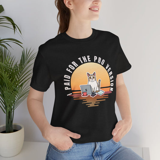 Cat Remote Worker t-shirt — back view on model