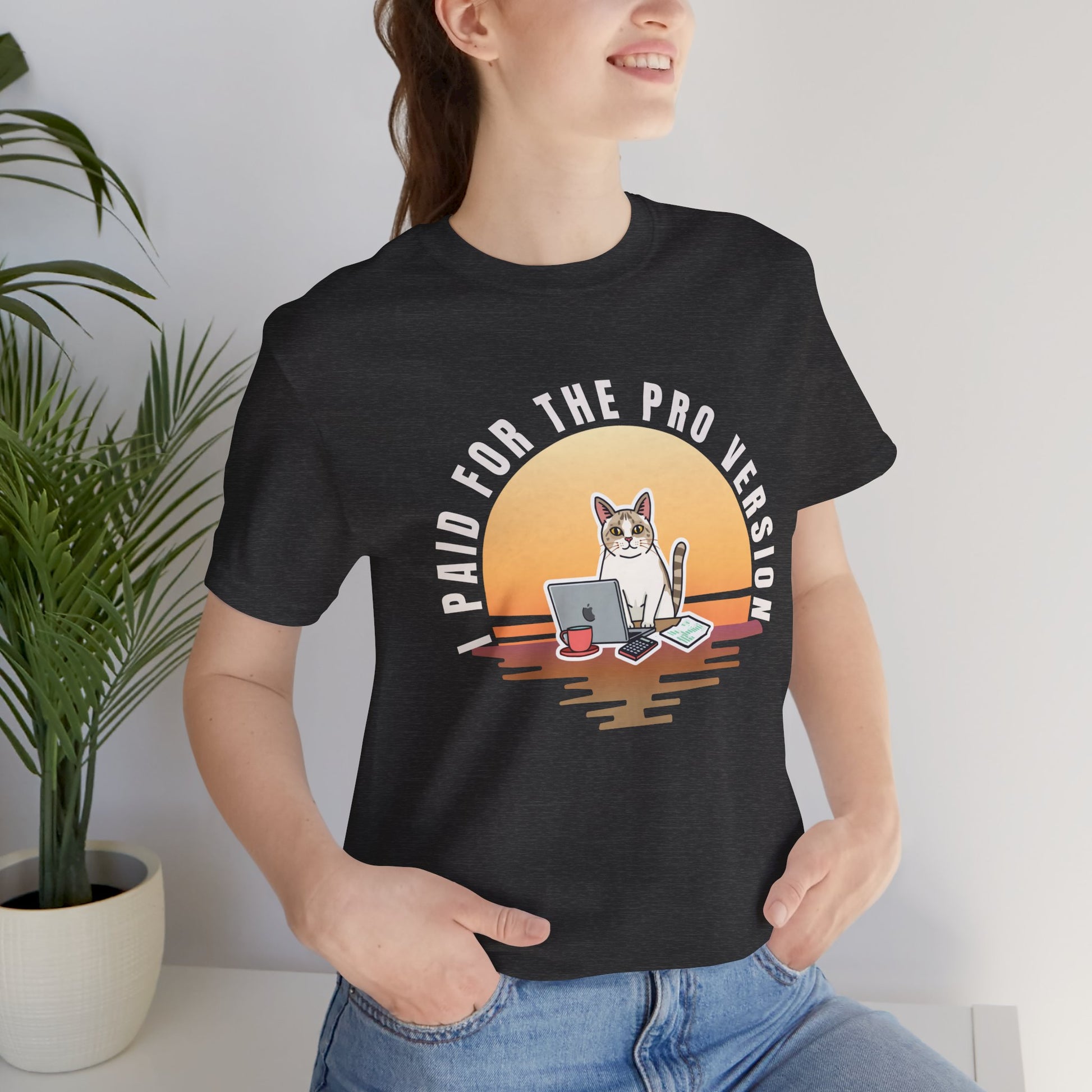 Cat Remote Worker t-shirt — close-up of print design