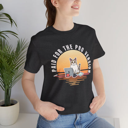 Cat Remote Worker t-shirt — close-up of print design