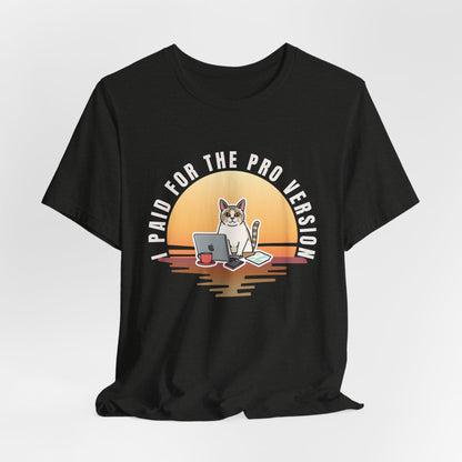 Cat Remote Worker t-shirt — lifestyle photo with cat