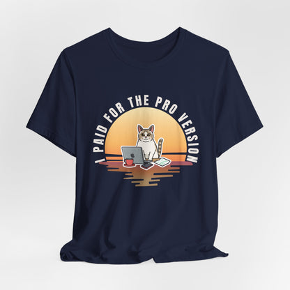 Cat Remote Worker t-shirt — model pose three