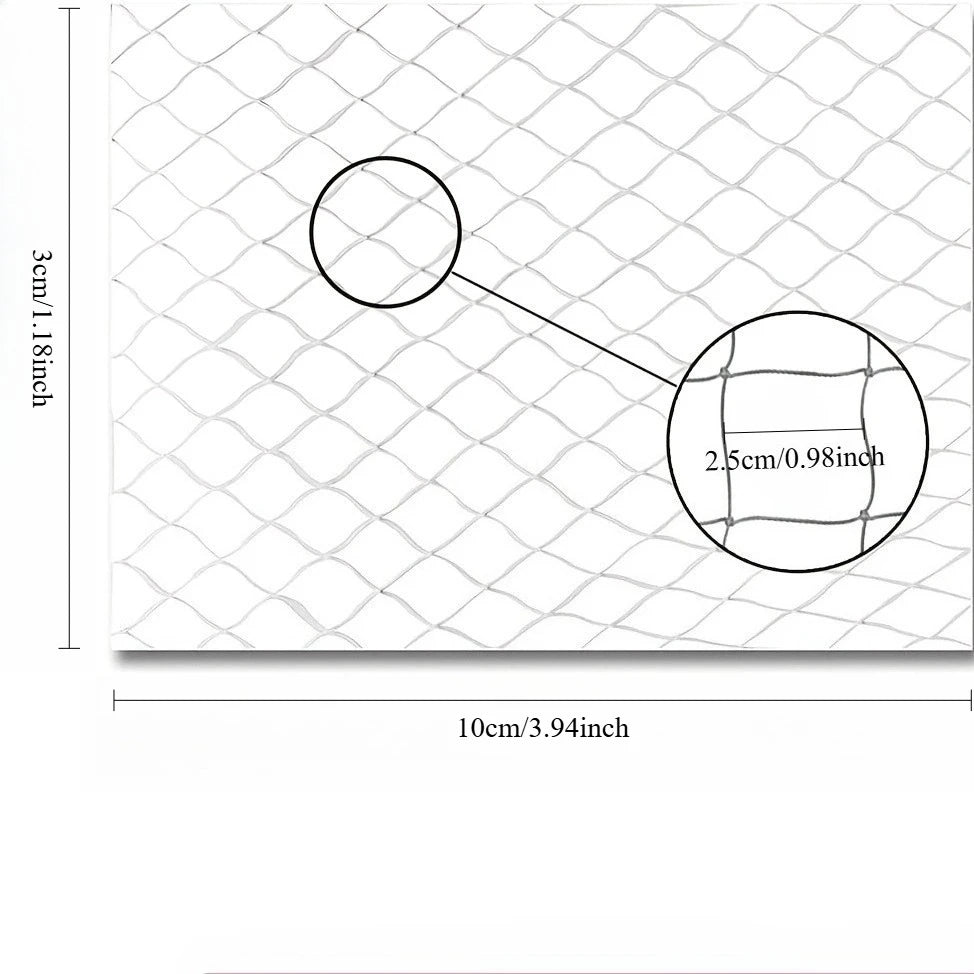 Cat safety net 3 x 10 m size diagram with 2.5cm mesh