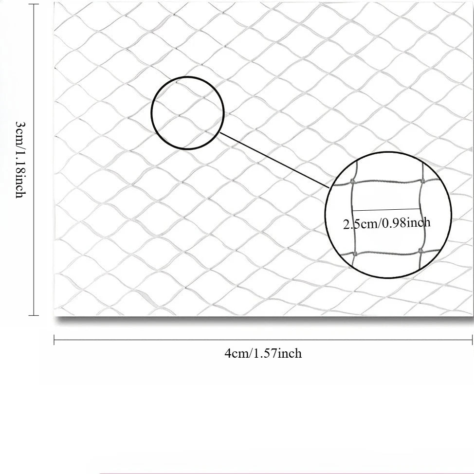 Cat safety net 3 x 4 m size diagram with 2.5cm mesh