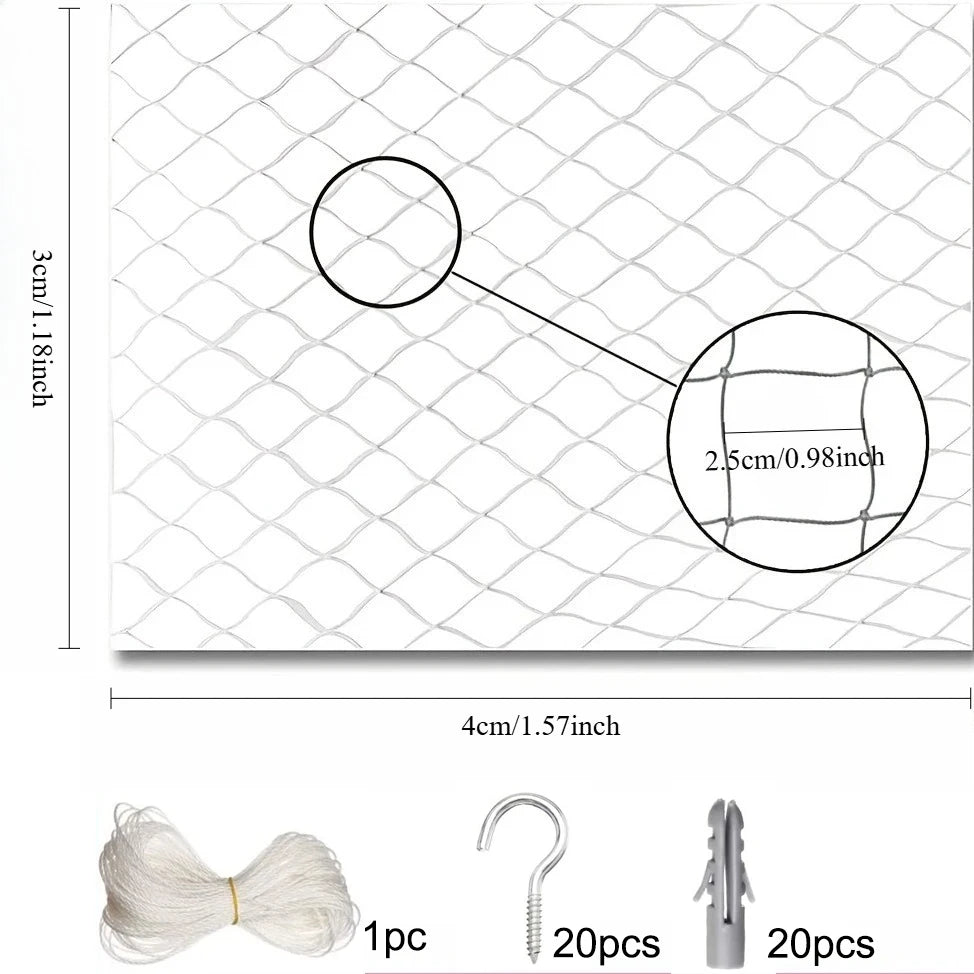 Cat safety net 3 x 4 m size diagram with fixings included