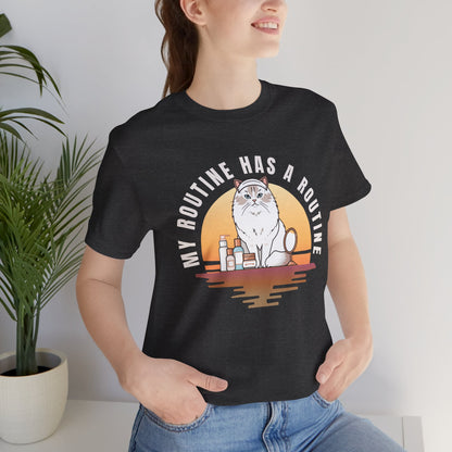Cat Skincare t-shirt — close-up of print design