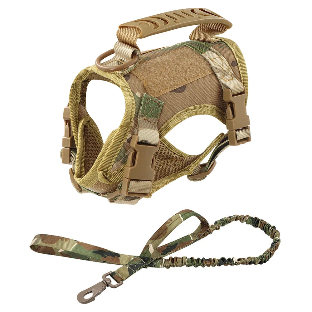 Camo tactical cat harness vest with matching leash
