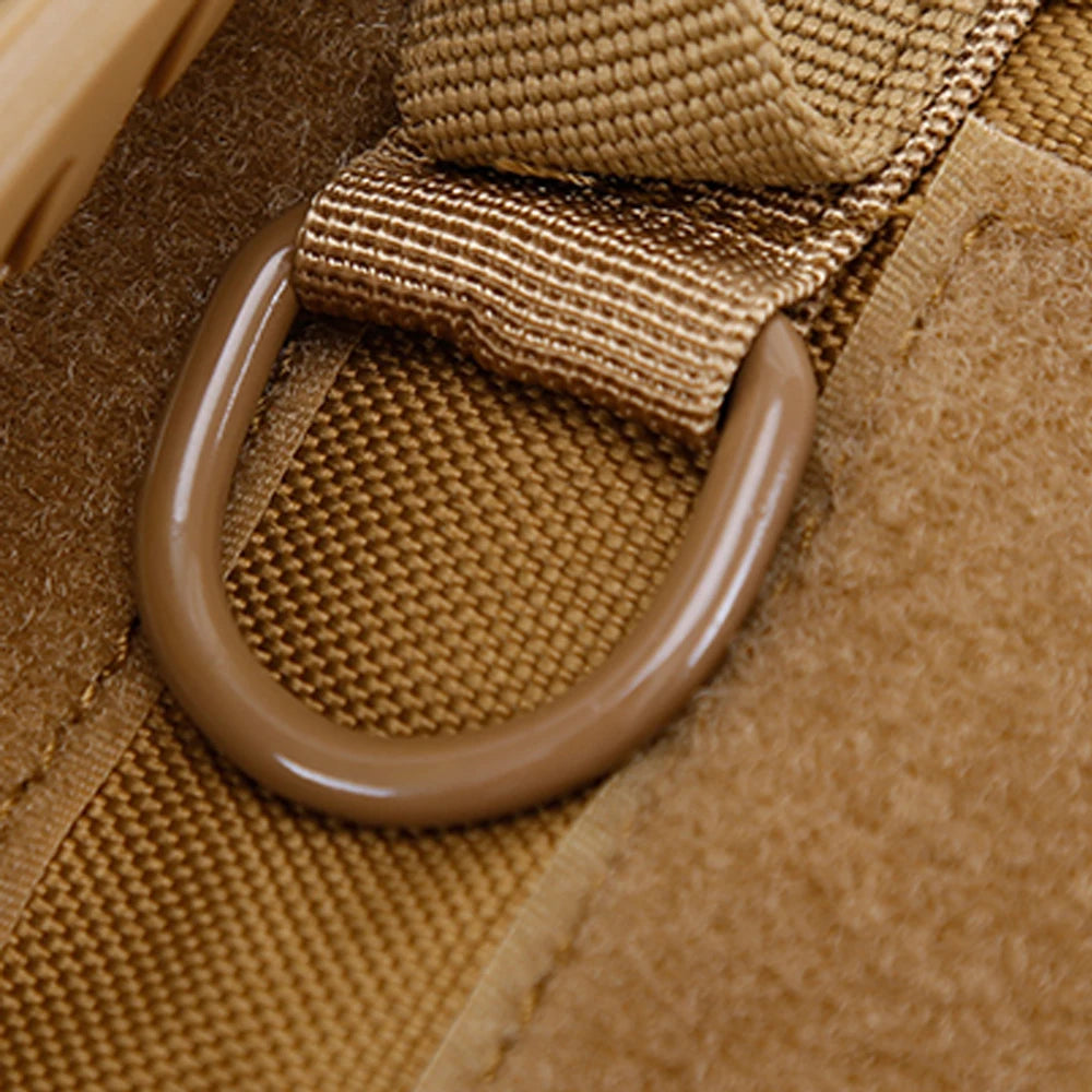 Close-up of the D-ring on a cat harness for clipping a leash