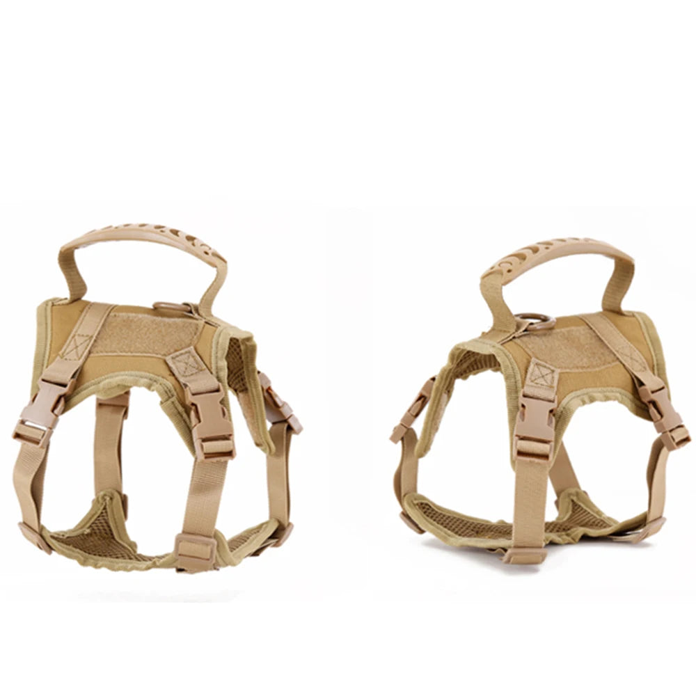 Tan cat harness vest from the front, side and back