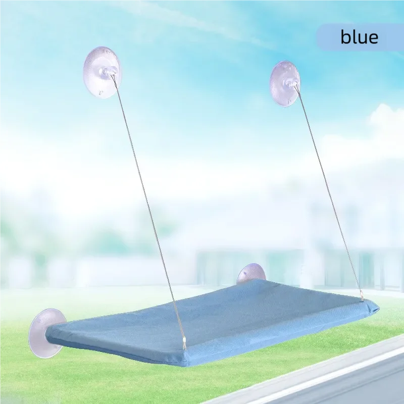 Blue cat window hammock with suction cups