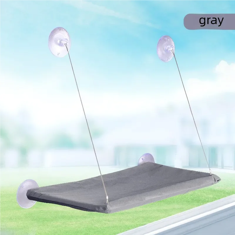 Grey cat window hammock with suction cups