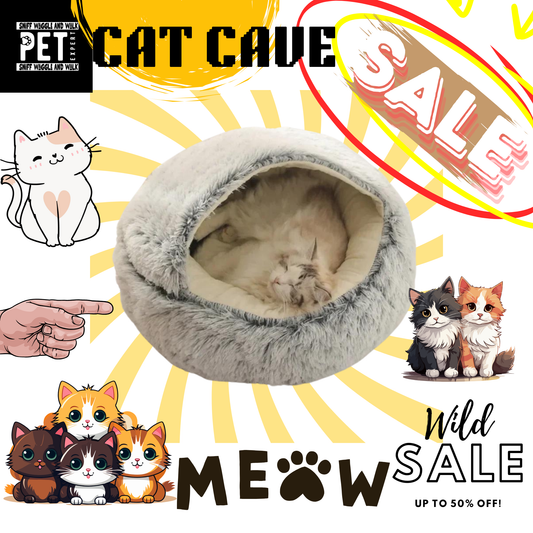Plush Cat Cave Bed – Cozy Hideaway for Cats and Small Dogs | Soft, Comfortable & Easy to Clean.Sniffwaggleandwalk™