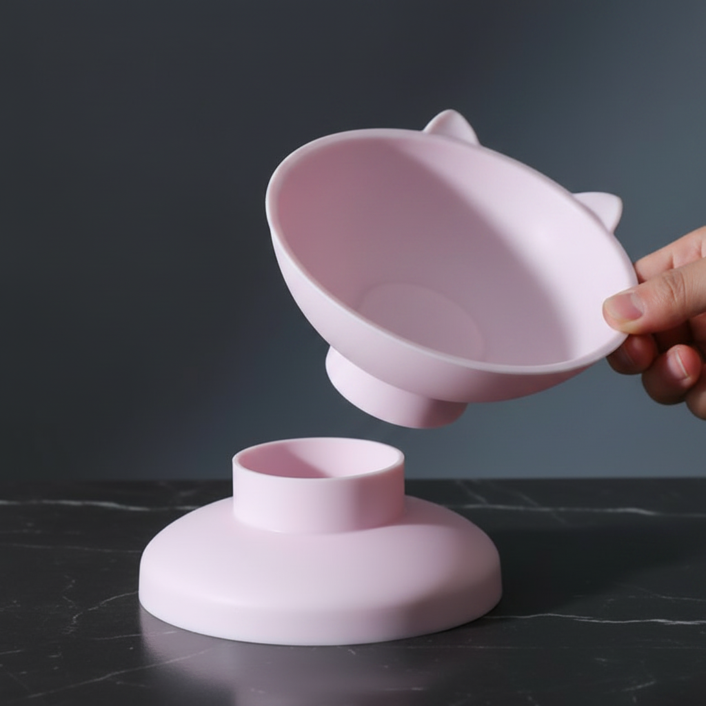 visual of cat bowl seperating