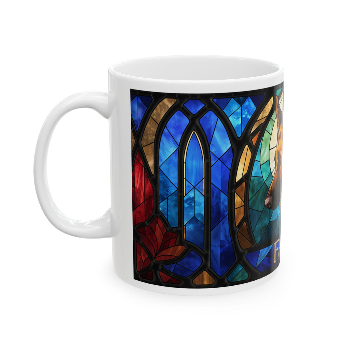 German Shepherd ceramic coffee mug, 11oz and 15oz cathedral glass GSD gift - view 5