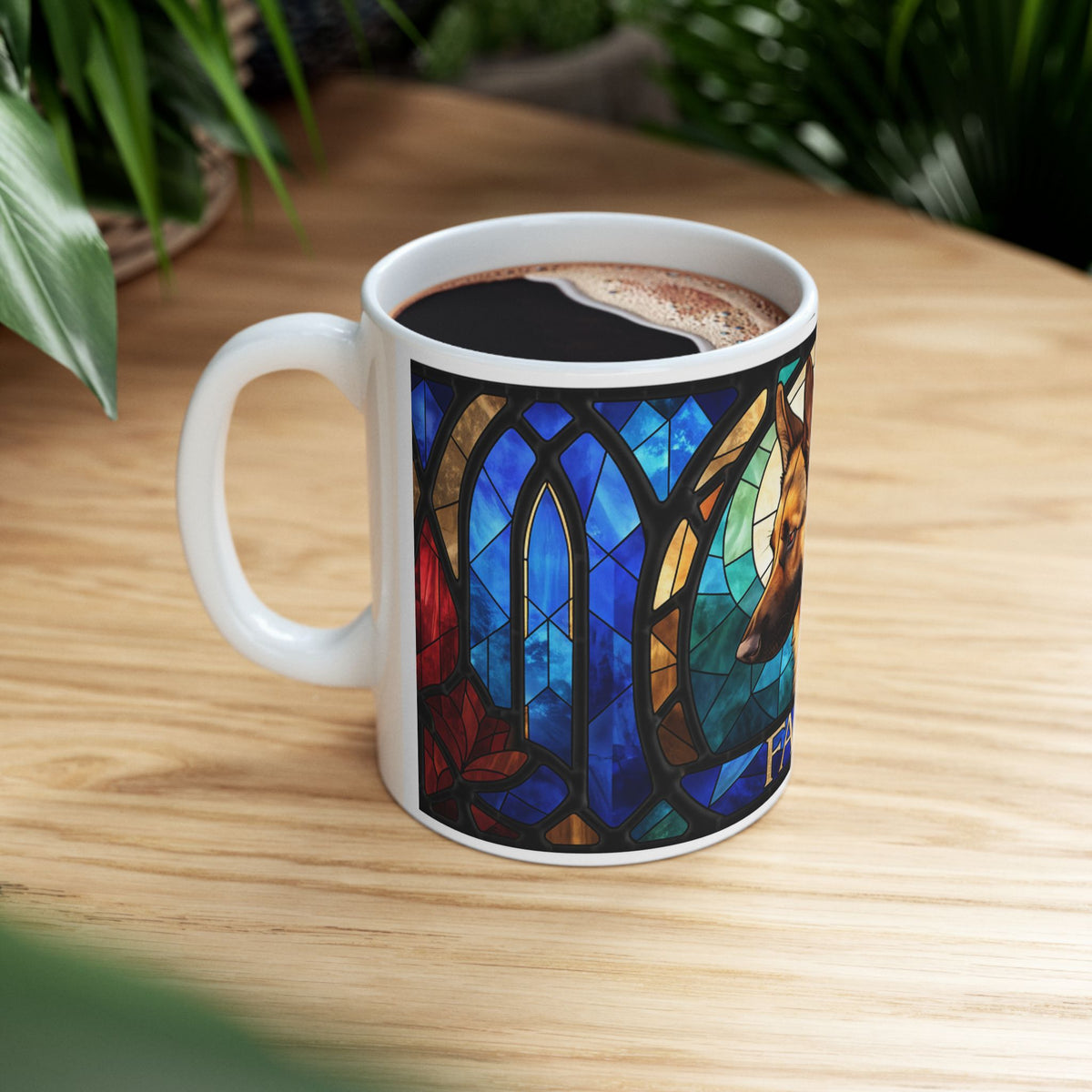 German Shepherd ceramic coffee mug, 11oz and 15oz cathedral glass GSD gift - view 11