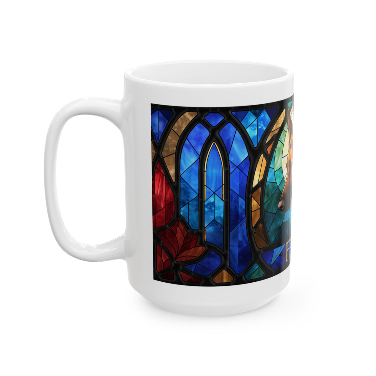 German Shepherd ceramic coffee mug, 11oz and 15oz cathedral glass GSD gift - view 16
