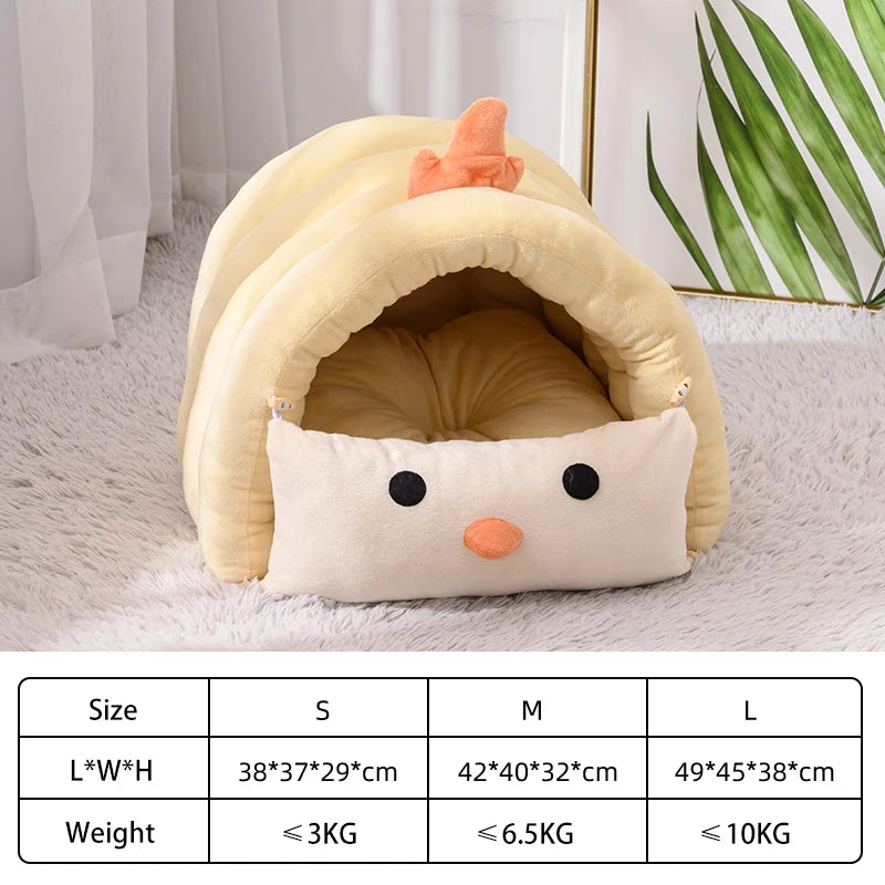 PawBurrow chick cave bed size guide — small medium large options for cats and small dogs — SniffWaggleNWalk