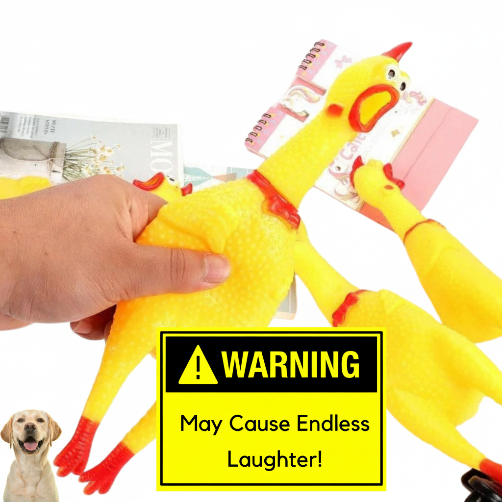 SniffWaggleNWalk ChuckleChick squeaky rubber chicken dog toy 36cm large size
