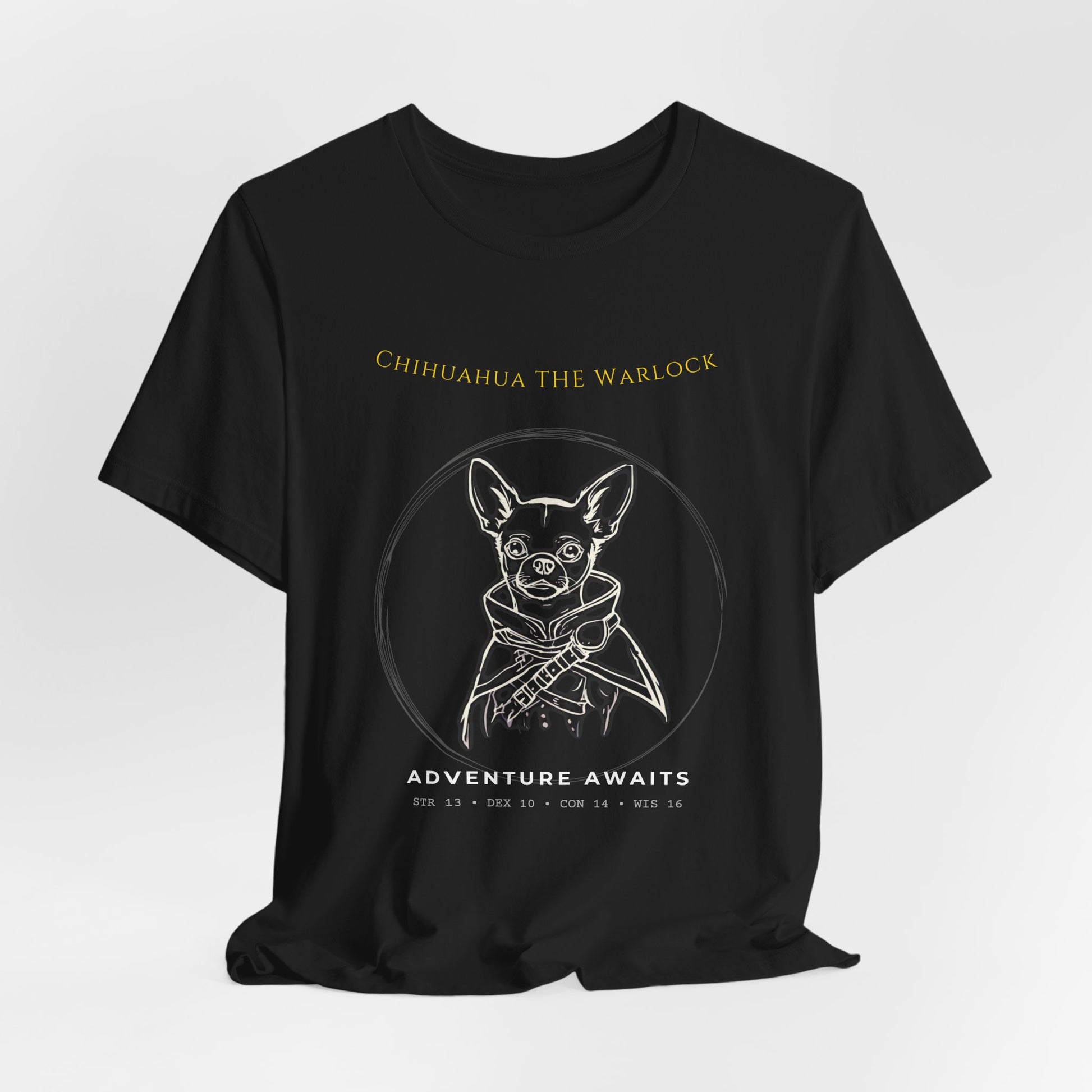 Chihuahua The Warlock T-Shirt size chart