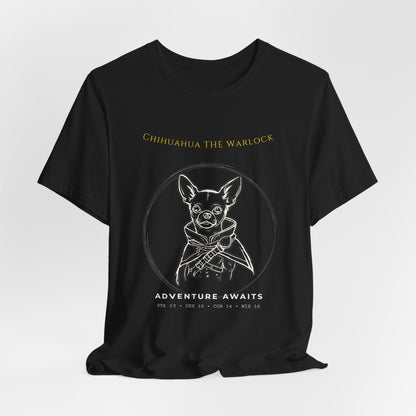 Chihuahua The Warlock T-Shirt size chart
