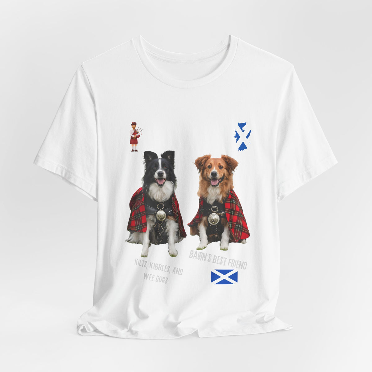 Clan of the Wee Dug dark grey heather tee detail, Bella+Canvas 3001 ring-spun cotton dog lover gift