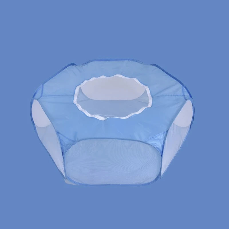 ClearPod pop-up transparent pet tent — mesh roof close-up — SniffWaggleNWalk