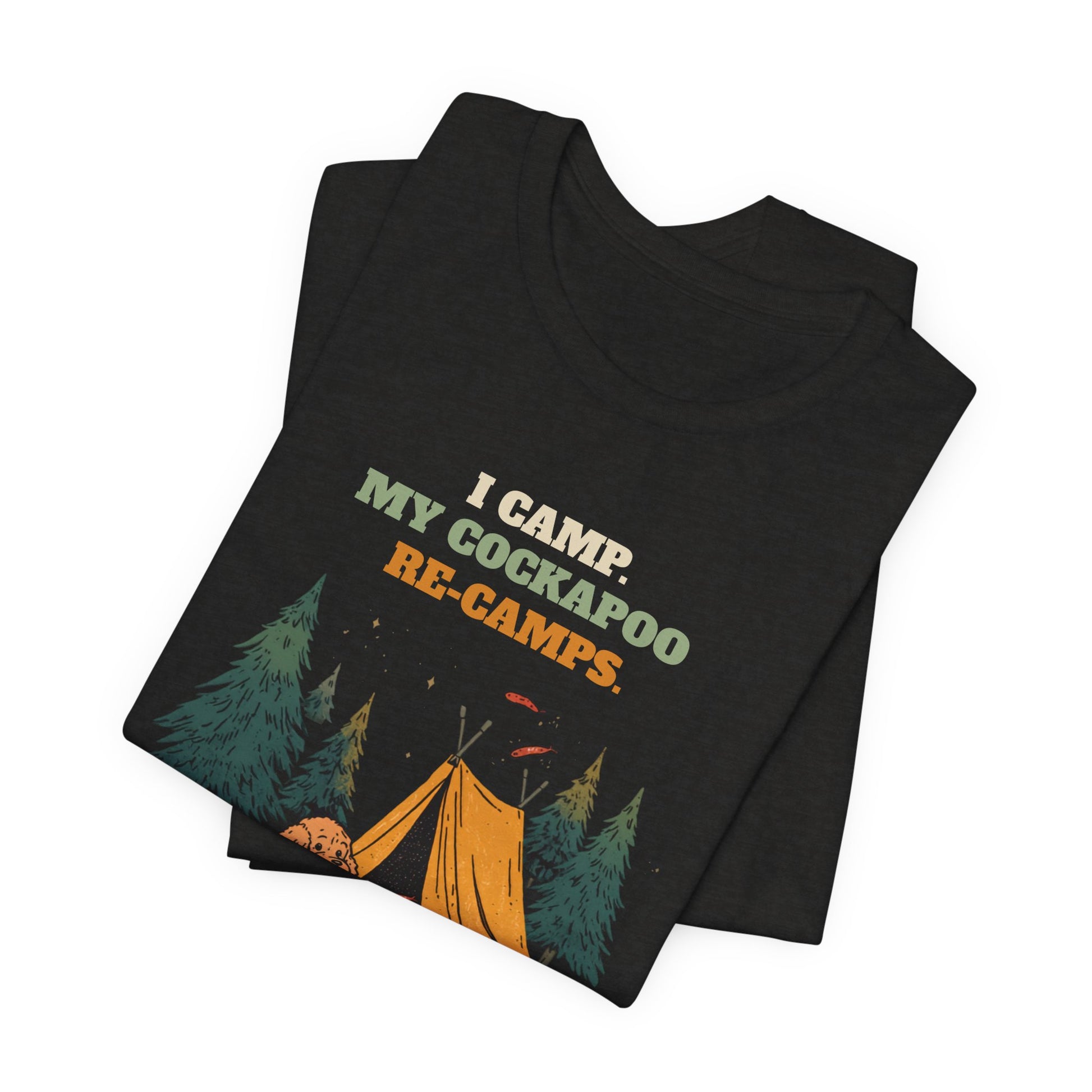 Cockapoo camping t-shirt Navy colourway