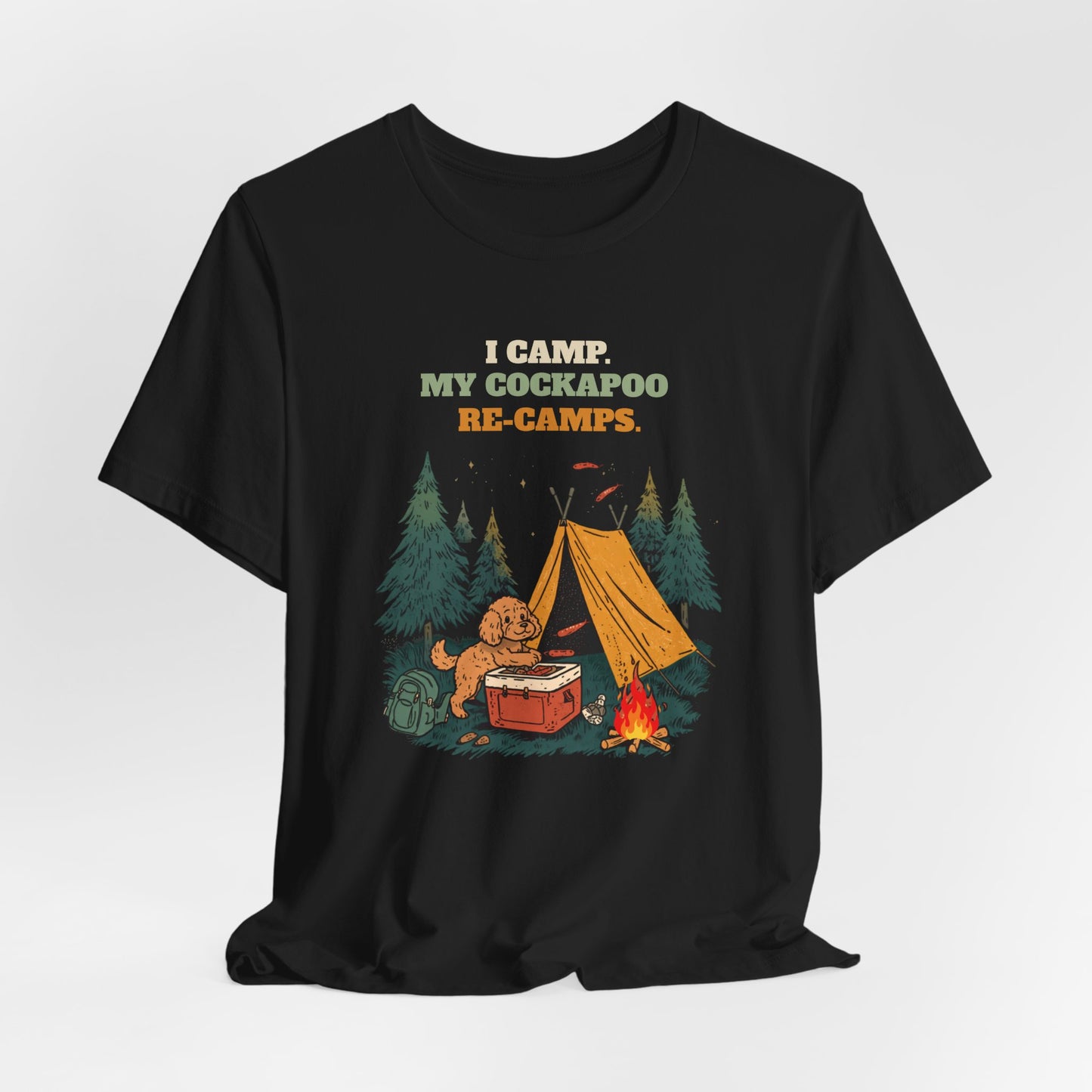 Cockapoo camping tee folded flat lay
