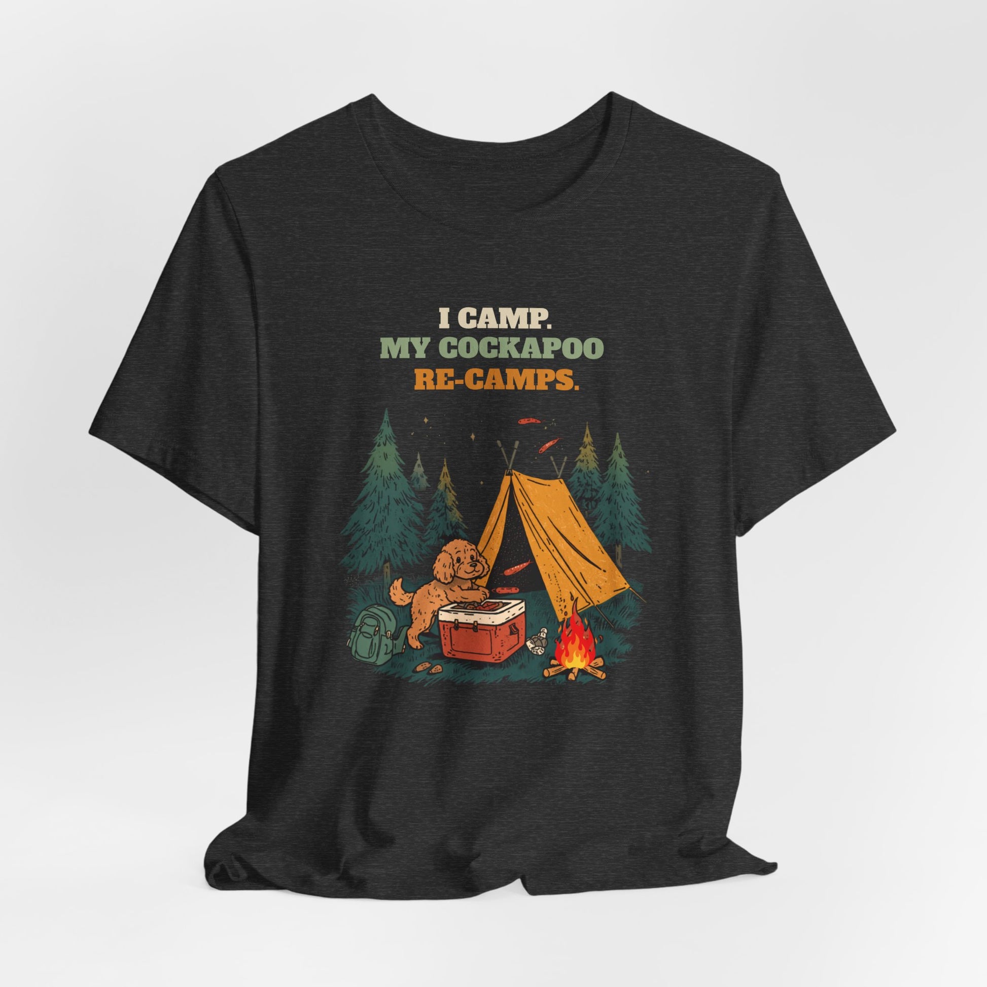 Cockapoo camping tee model back pose