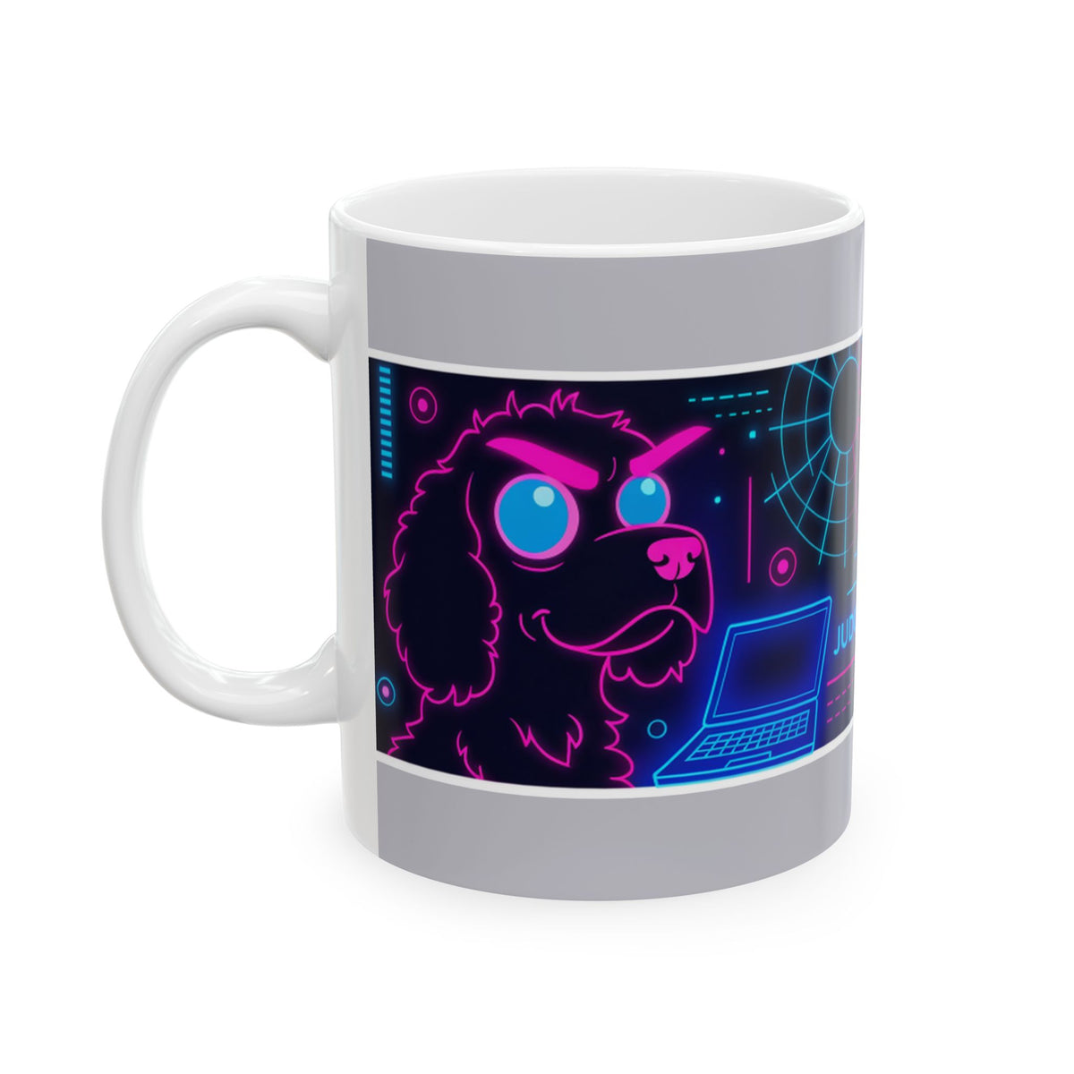 Cocker Spaniel neon ceramic coffee mug, 11oz funny dog lover gift - view 4