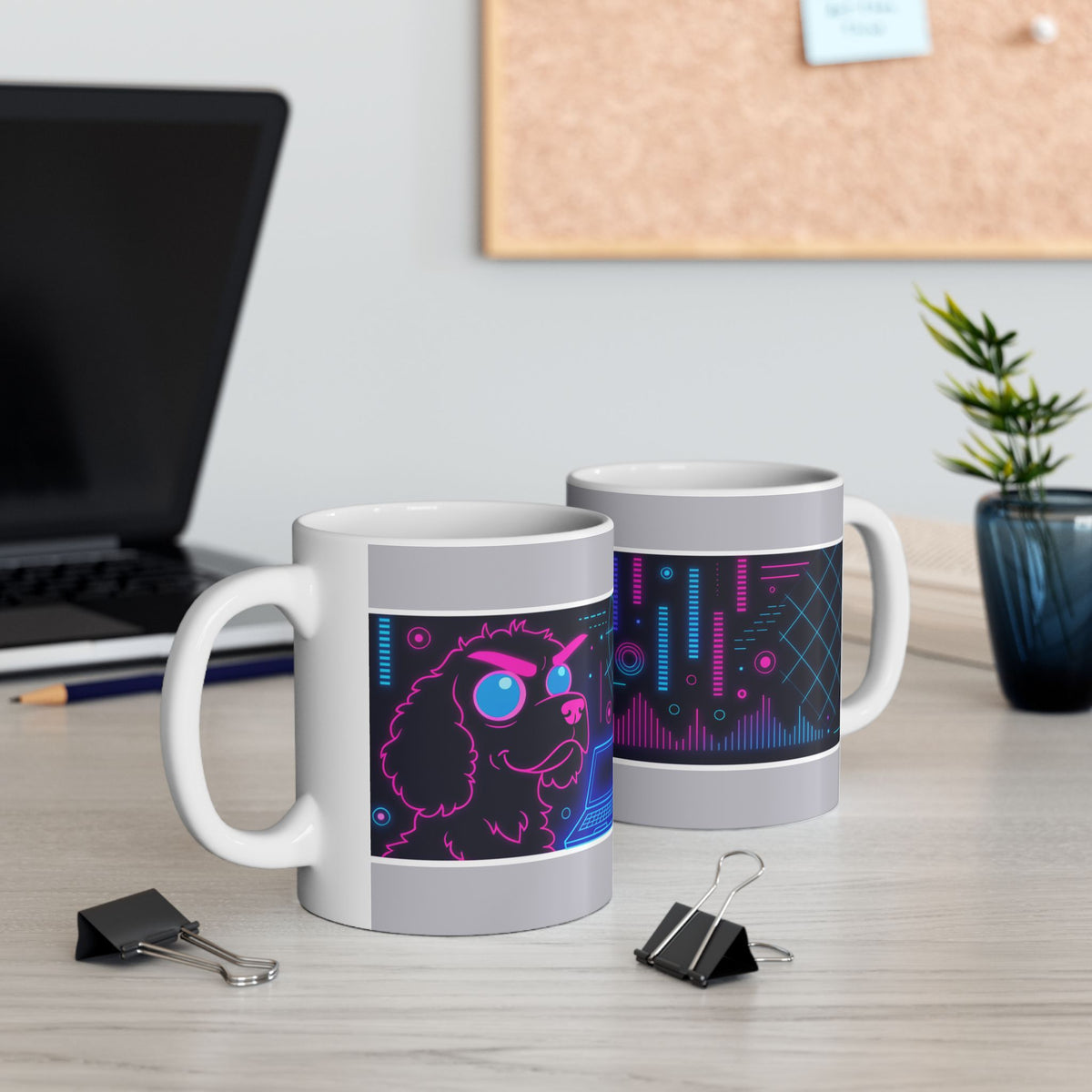 Cocker Spaniel neon ceramic coffee mug, 11oz funny dog lover gift - view 6