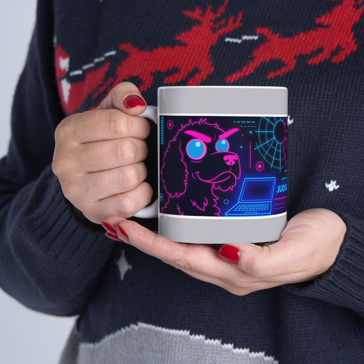 Cocker Spaniel neon ceramic coffee mug, 11oz funny dog lover gift - view 8