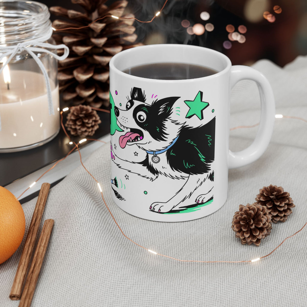 Border Collie ceramic coffee mug, 11oz and 15oz comic pop dog lover gift - view 7