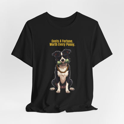 Costs A Fortune Border Collie t-shirt - fabric detail close up