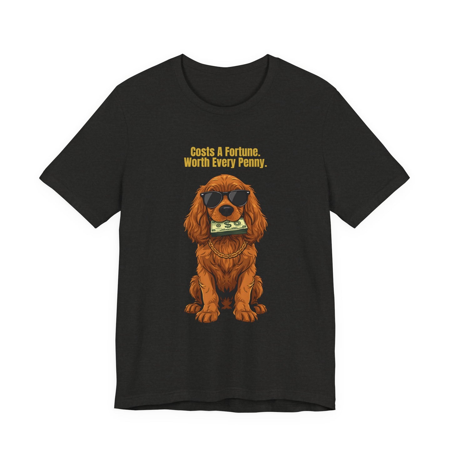 Costs A Fortune Cocker Spaniel T-Shirt worn outdoors with dog