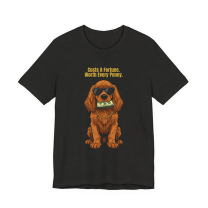 Costs A Fortune Cocker Spaniel T-Shirt worn outdoors with dog