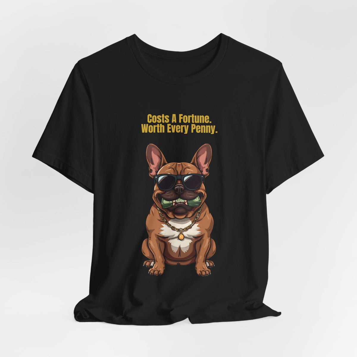 Costs A Fortune French Bulldog t-shirt - fabric detail close up