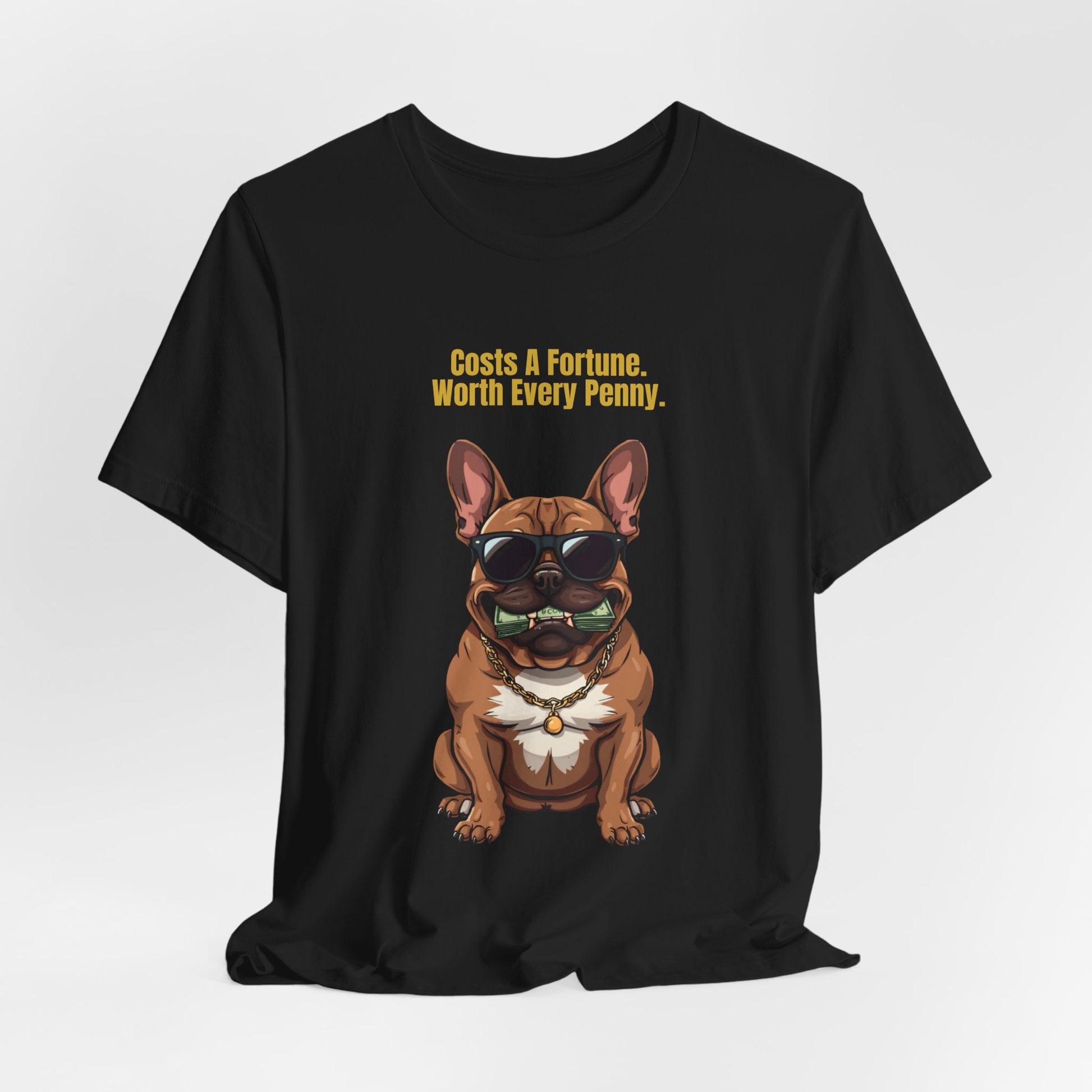 Costs A Fortune French Bulldog t-shirt - fabric detail close up