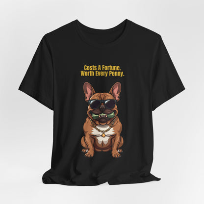 Costs A Fortune French Bulldog t-shirt - fabric detail close up