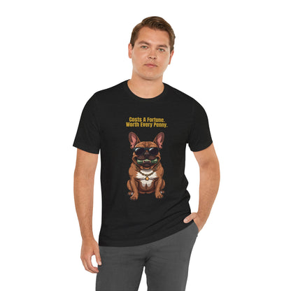 Costs A Fortune French Bulldog t-shirt - worn outdoors lifestyle
