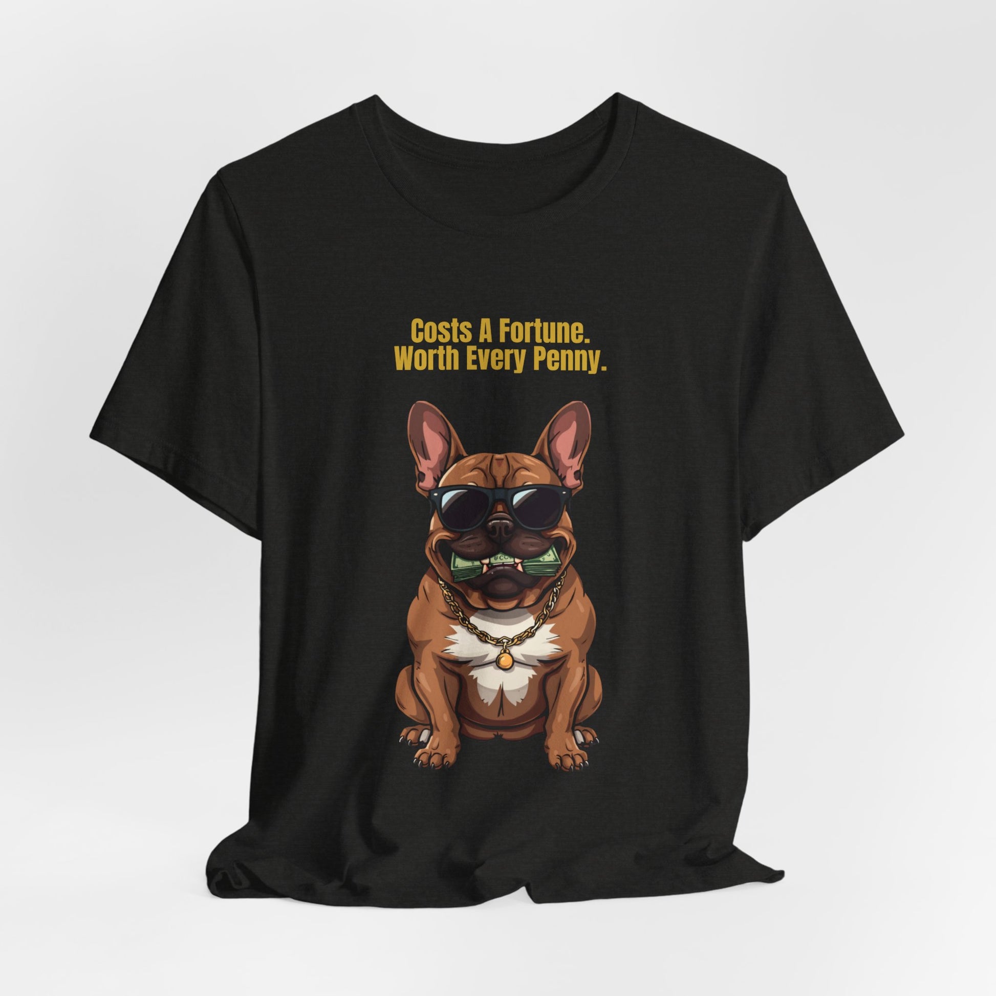 Costs A Fortune French Bulldog t-shirt - sleeve and neckline detail