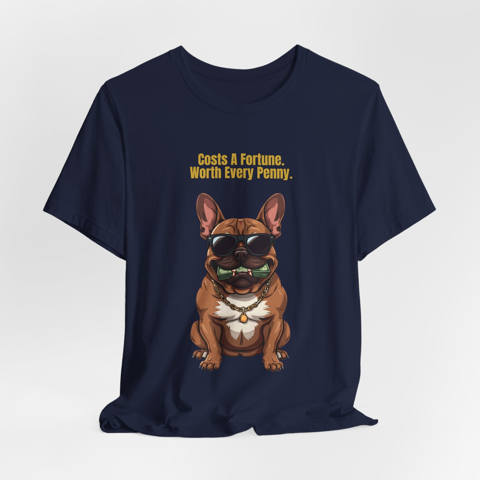 Costs A Fortune French Bulldog t-shirt - styled with accessories