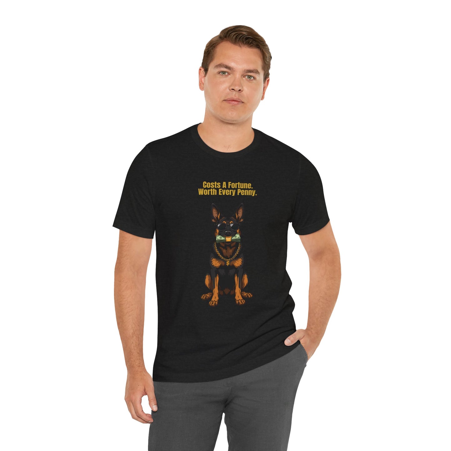 Costs A Fortune German Shepherd t-shirt - worn outdoors lifestyle