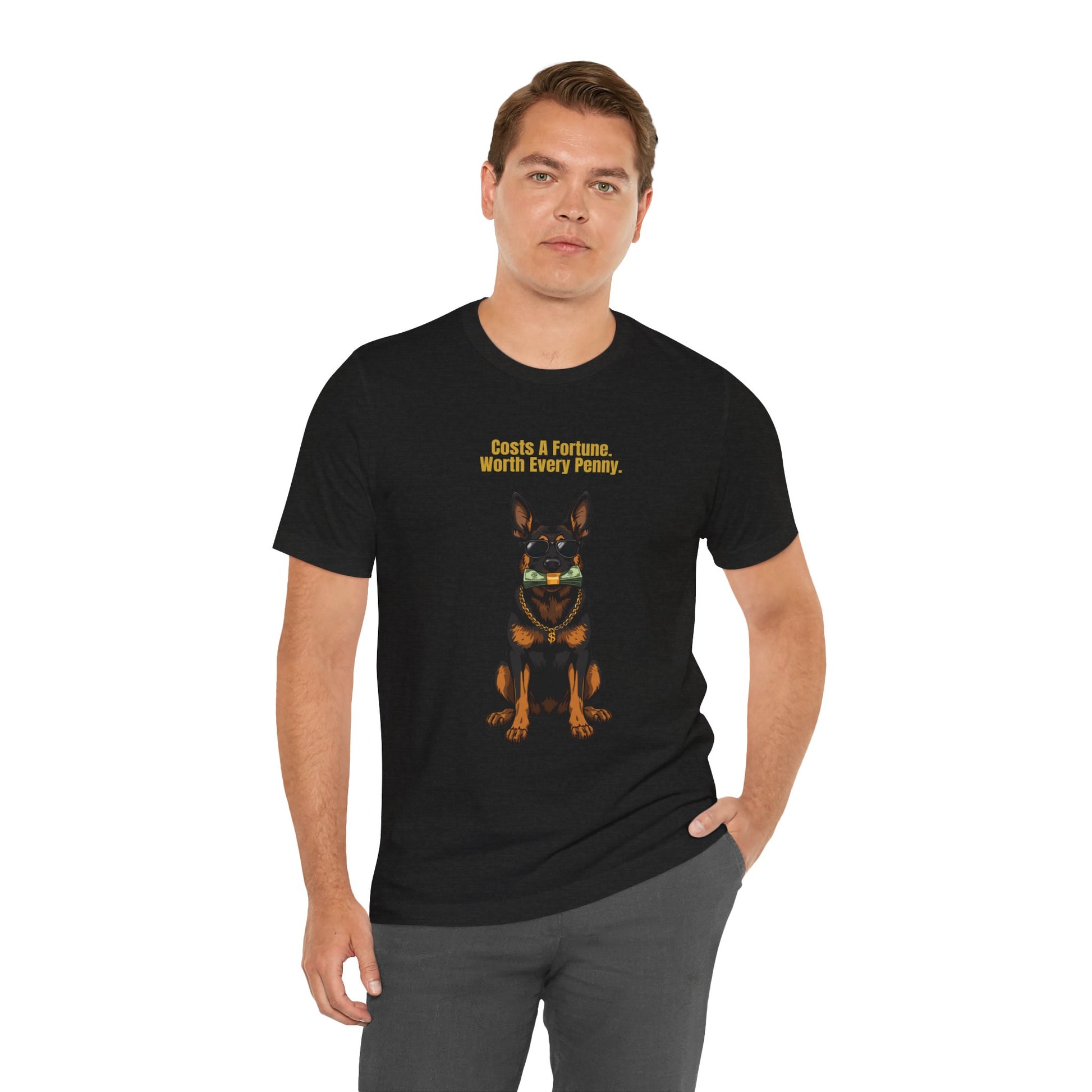 Costs A Fortune German Shepherd t-shirt - worn outdoors lifestyle