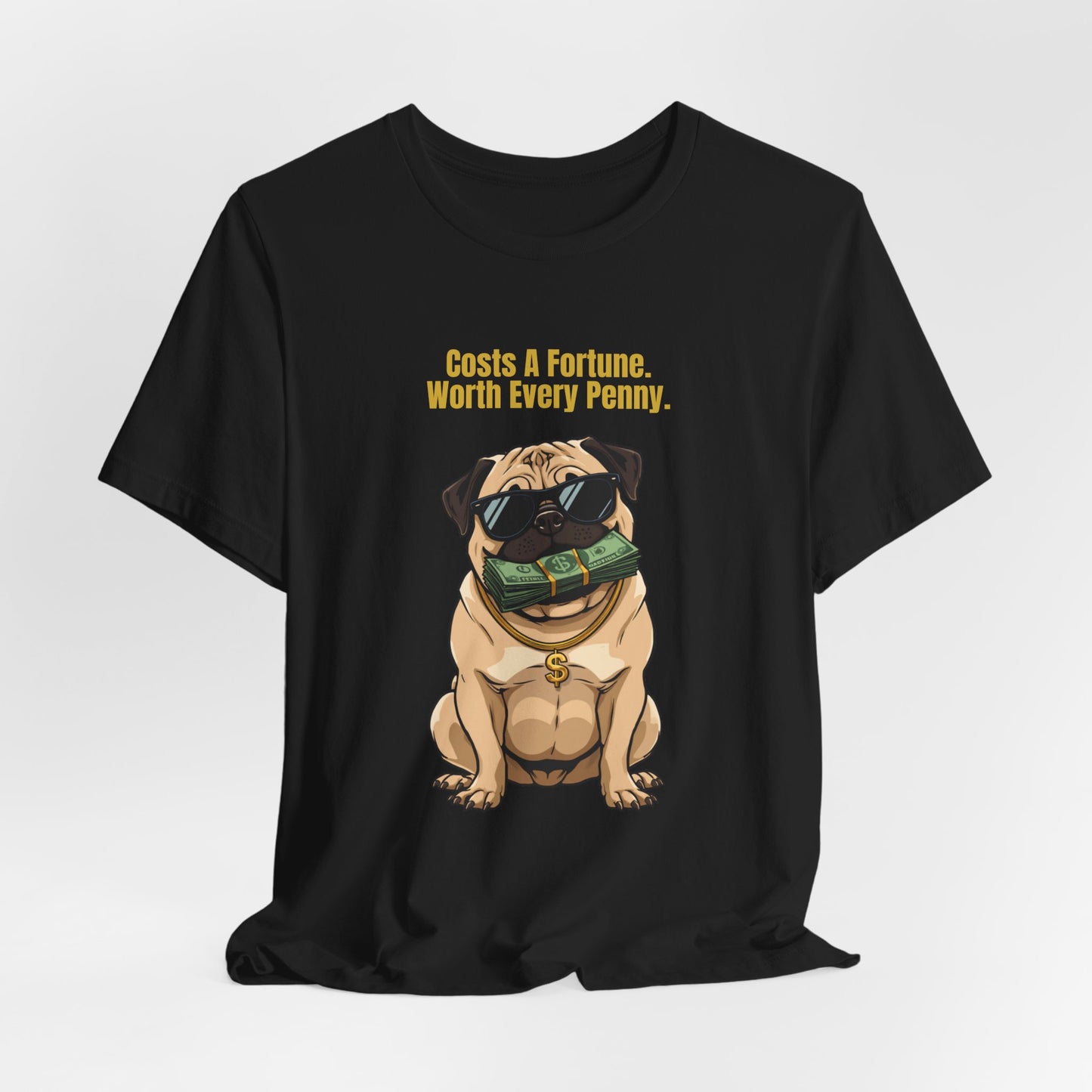 Costs A Fortune Pug t-shirt - fabric detail close up