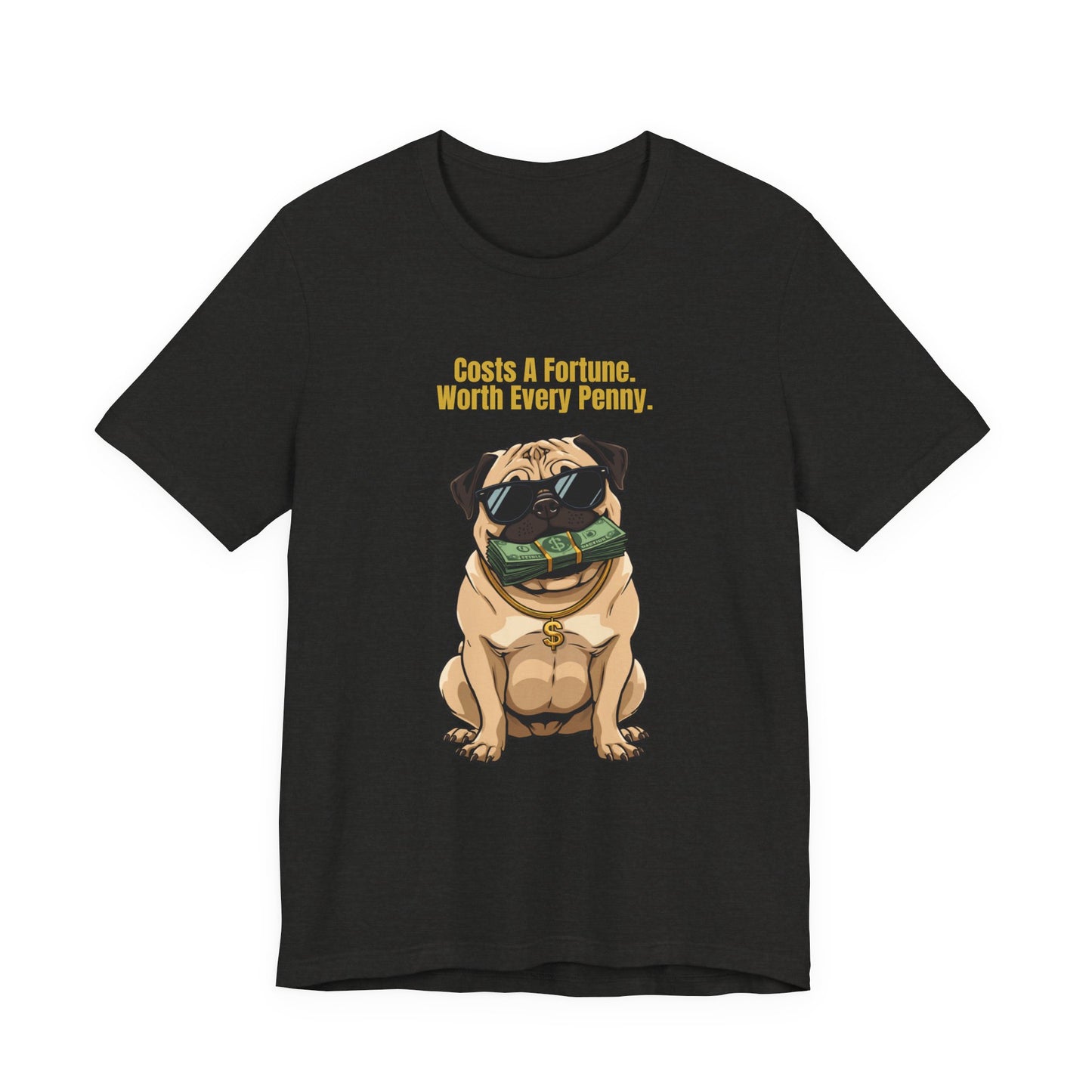 Costs A Fortune Pug t-shirt - full design view
