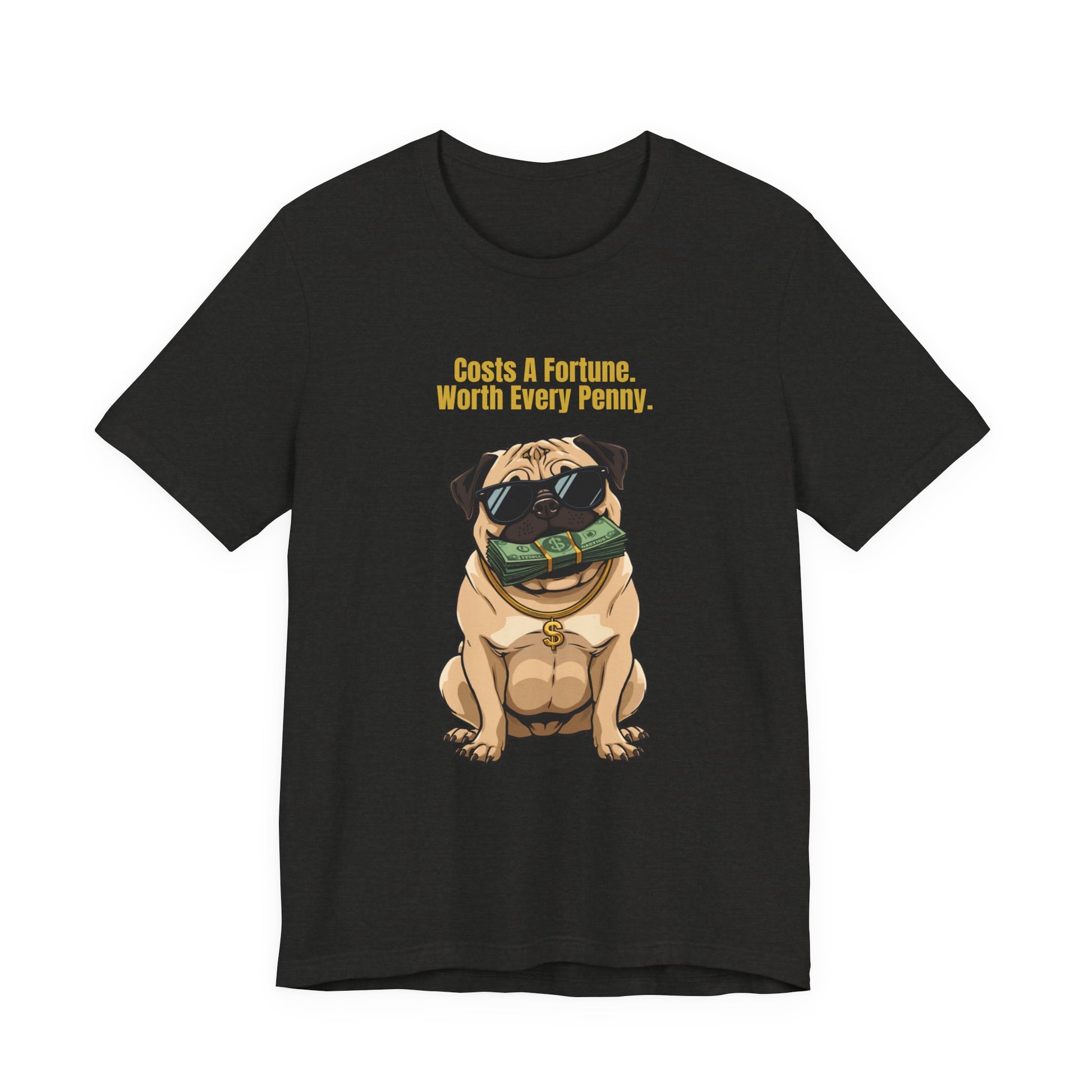 Costs A Fortune Pug t-shirt - full design view