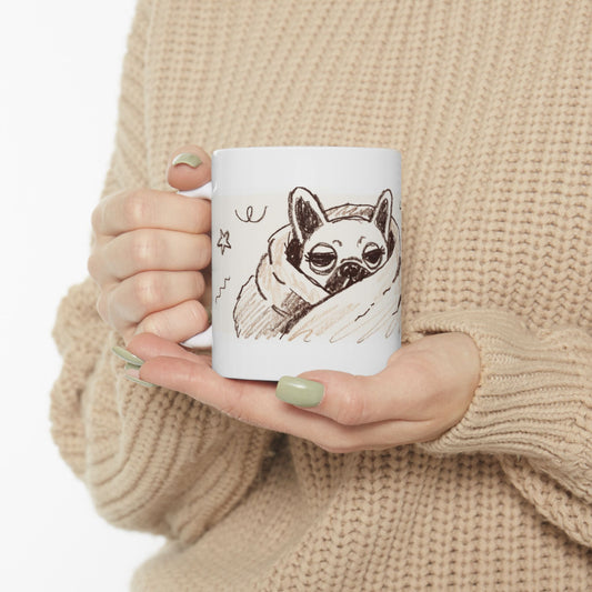 Cozy Pug ceramic coffee mug, 11oz and 15oz Pug lover gift - view 1