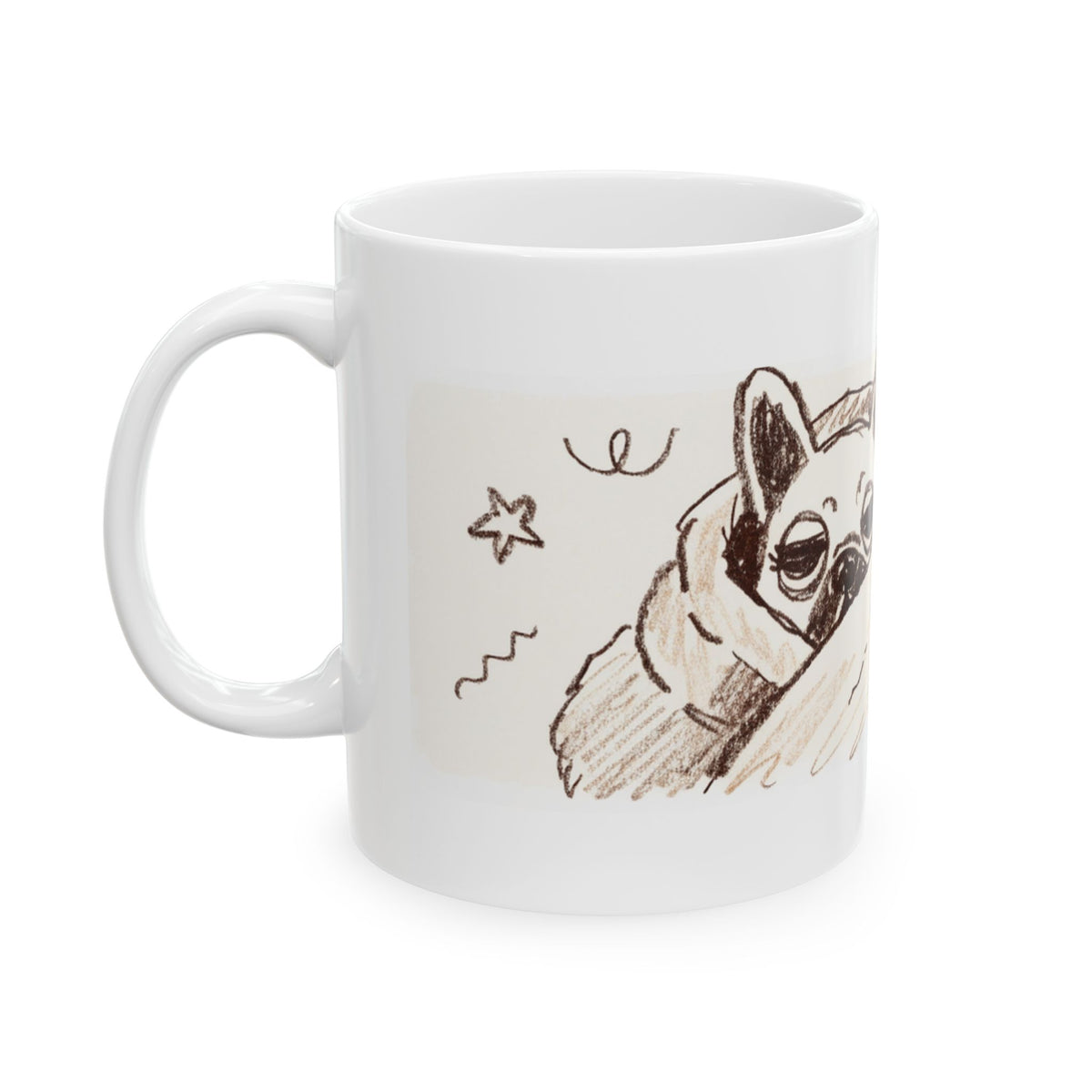 Cozy Pug ceramic coffee mug, 11oz and 15oz Pug lover gift - view 6