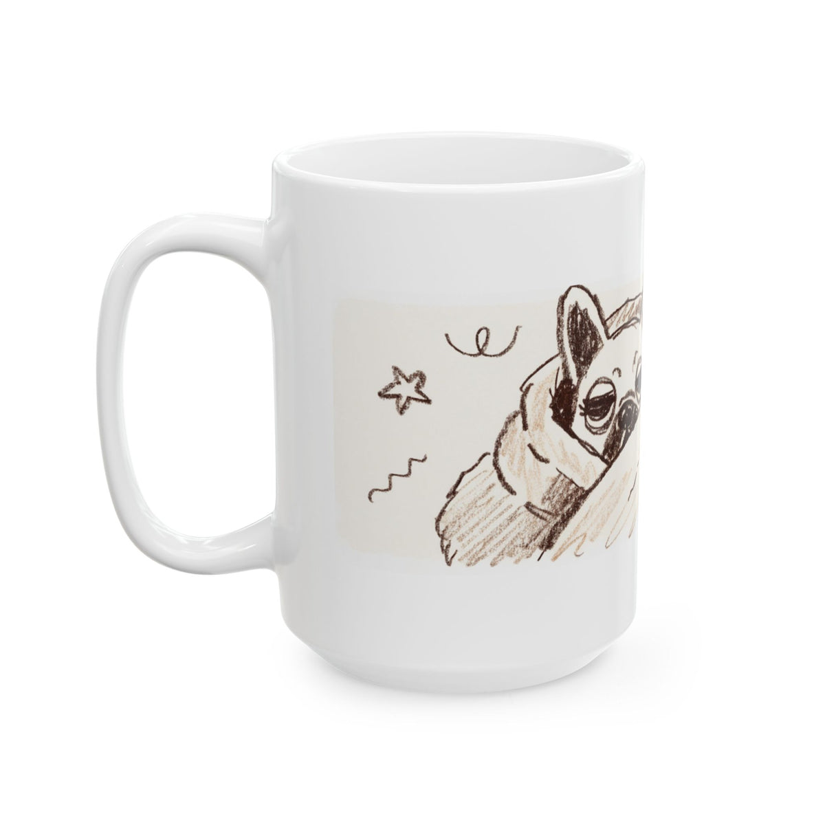 Cozy Pug ceramic coffee mug, 11oz and 15oz Pug lover gift - view 11